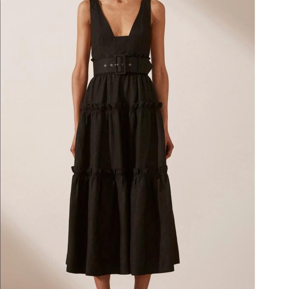 NICOLETTE LINEN TIERED MIDI DRESS new, never worn